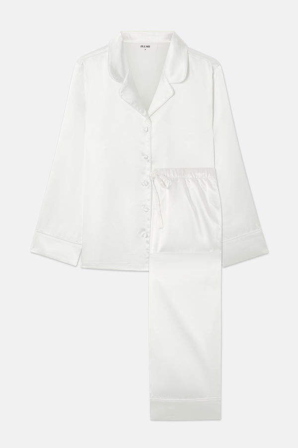 Personalised bridal pyjamas ivory with Bride embroidery
