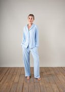 Luxury Blue Striped Bamboo Pyjamas | PLUSH