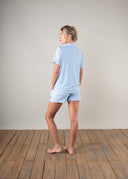 Luxury Blue Striped Bamboo Pyjama Shorts | PLUSH