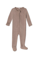 Ribbed Bamboo Baby Sleepsuit in Taupe | PLUSH