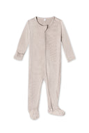 Ribbed Bamboo Baby Sleepsuit in Cream | PLUSH