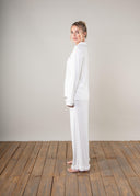 Luxury White Ruffle Bamboo Pyjamas | PLUSH