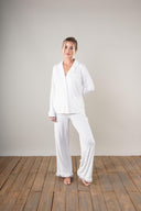 Luxury White Ruffle Bamboo Pyjamas | PLUSH