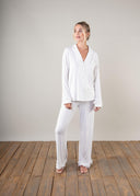 Luxury White Ruffle Bamboo Pyjamas | PLUSH